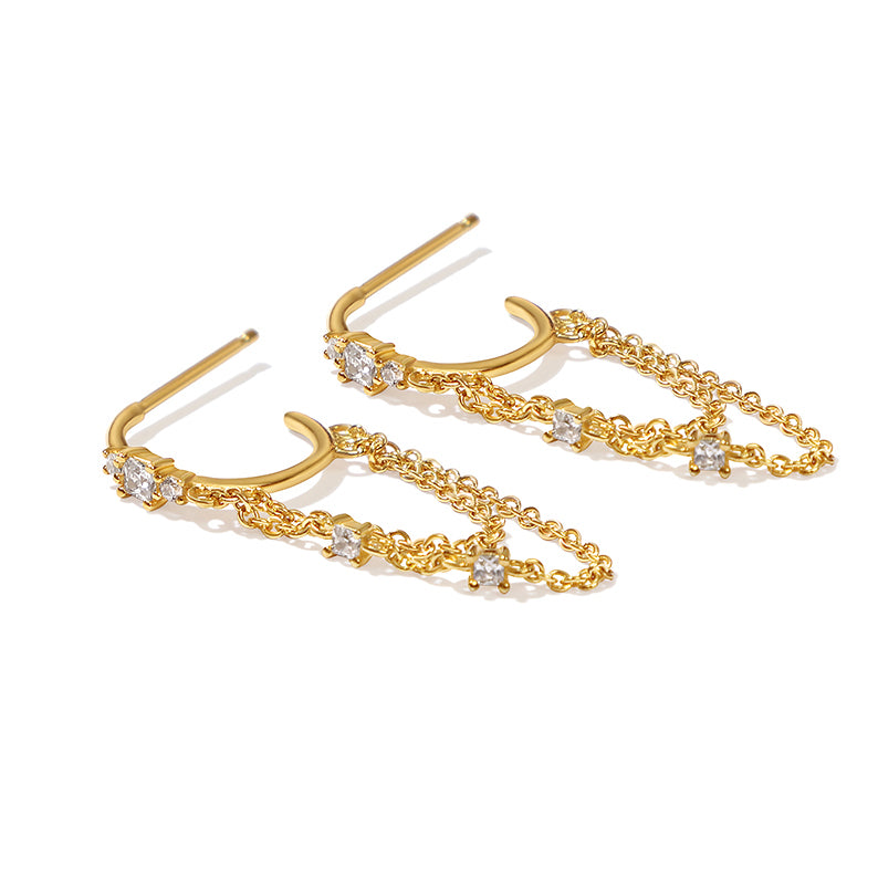 AGNES SILVER EARRINGS (GOLD PLATED) Ασημένια επιχρυσωμένα σκουλαρίκια
